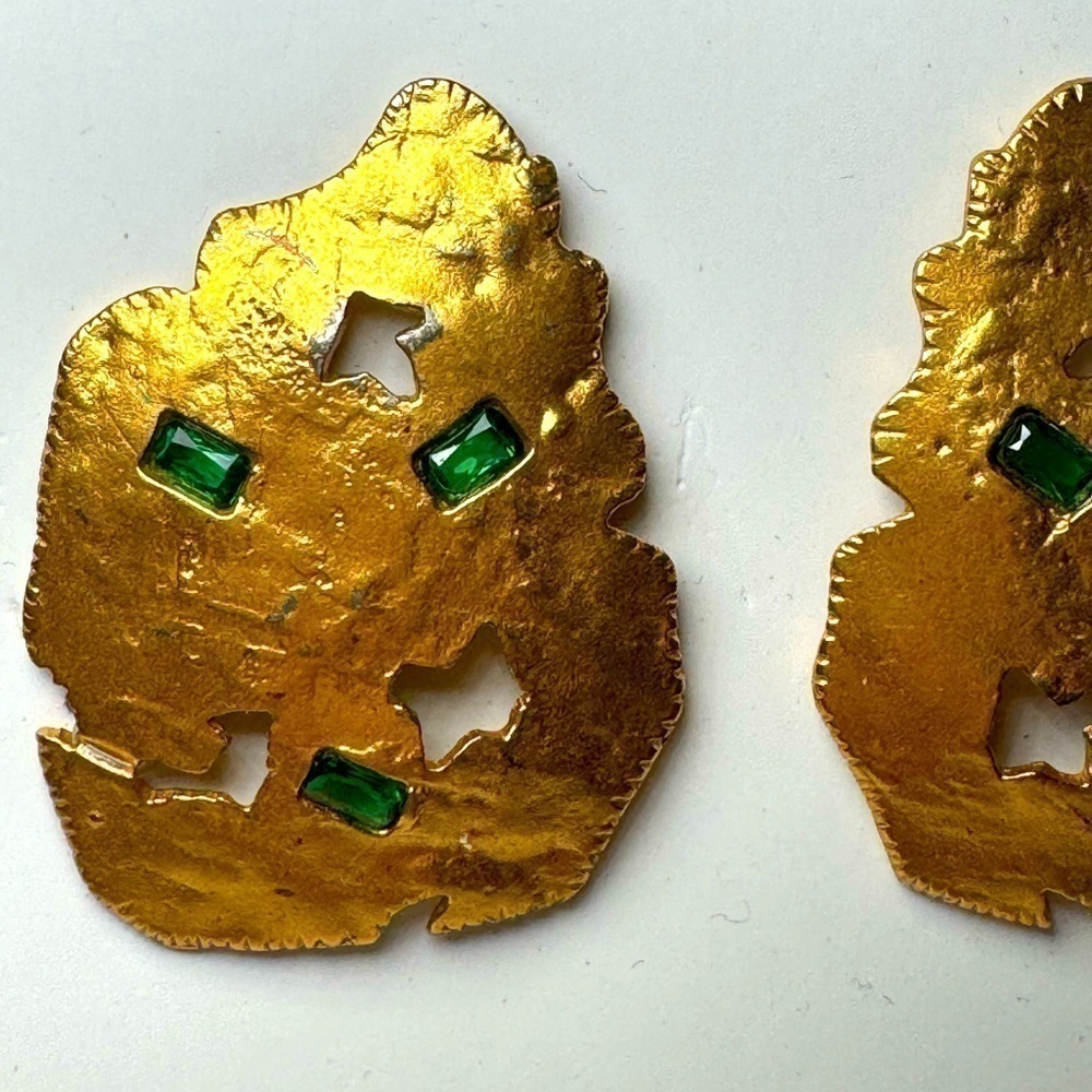 Zara Textured Irregular Gold Statement Earrings NWT - Picture 6 of 10